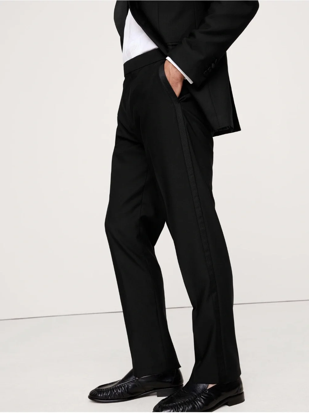 NWT Banana Republic Slim Italian Barathea Black Tuxedo Pants Sz 32 X 32 (796302)